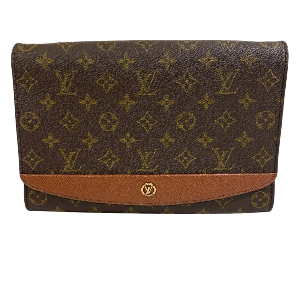 LOUIS VUITTON Bordeaux Red Monogram Shoulder Bag Handbag Clutch Brown